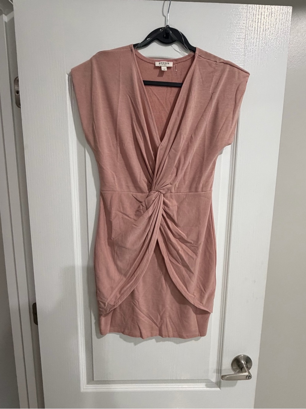 ANDREE BY UNIT Rose Pink Twist-Front V-Neck Mini Dress